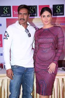 Ajay Devgn and Kareena Kapoor at the Press Conference of Singham Returns