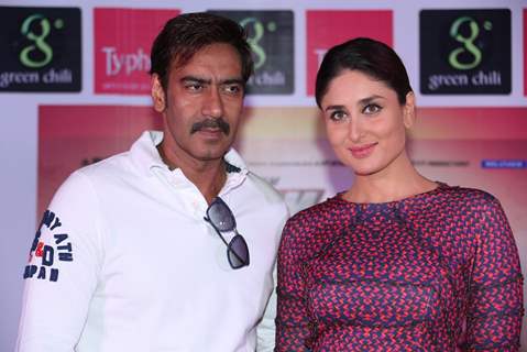 Ajay Devgn and Kareena Kapoor at the Press Conference of Singham Returns