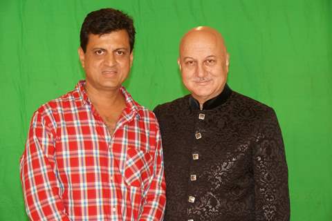 Film Maker Rajeev Walia with Anupam Kher at the making of Star Studded National Anthem