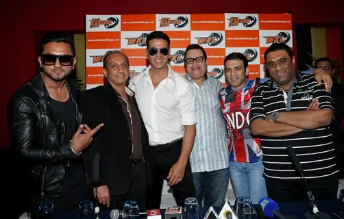Honey Singh, Akshay Kumar, Ramesh Taurani and Sajid-Farhad at the Launch of World Kabaddi League
