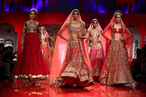 Models walk the ramp at the Indian Bridal Fashion Week Day 3