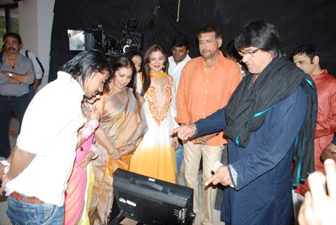 Mukesh Khanna snapped at the making of Star Studded National Anthem by Film Maker Raajeev Walia