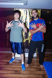 Vivaan Shah and Akhil Kapur at the Gold Gym Wolverine Workout