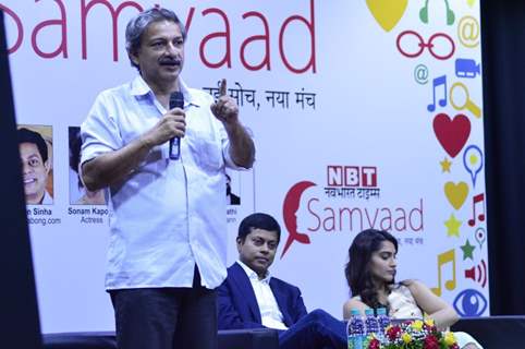 A guest addressing the audience at NBT Samvaad Event