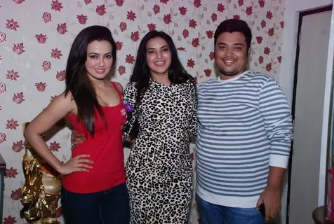 Sana Khan poses with Mansi Pritam and a friend at her Birthday Bash
