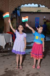 Spandan Chaturvedi and Tasheen Shah were seen holding the Indian Tri Color at the Launch of Udann