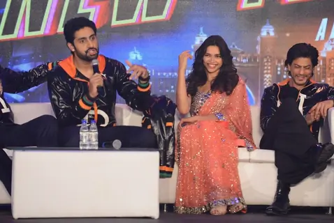 Abhishek Bachchan addressing the audience at the Trailer Launch of Happy New Year