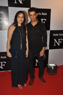 Sharman Joshi with wife pose for the media at the Birthday Bash cum Launch