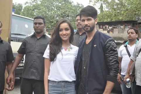 Shahid Kapoor and Shraddha Kapoor pose for the media at the Promotion of Haider