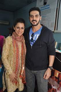 Zayed Khan poses with Rouble Nagi at her Art Workshop