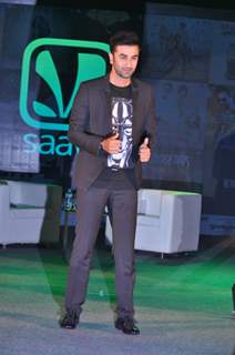 Ranbir Kapoor poses for the media at the Endorsement Launch of Saavn in India