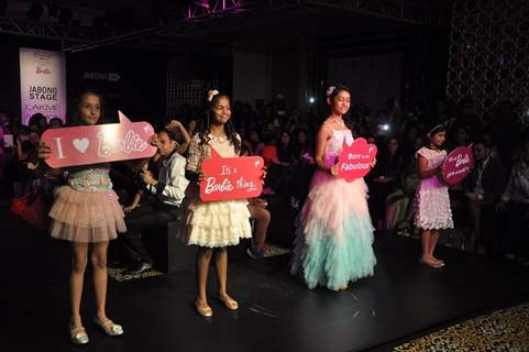 Kids walk the ramp for Barbie at the Lakme Fashion Week Winter/ Festive 2014 Day 2
