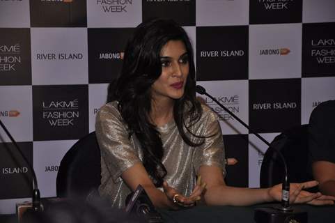 Kriti Sanon addresses the media at Lakme Fashion Week Winter/ Festive 2014 Day 2