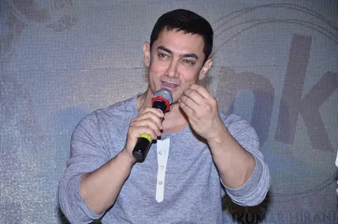 Aamir Khan addresses the audience at the Second Poster Launch of P.K.