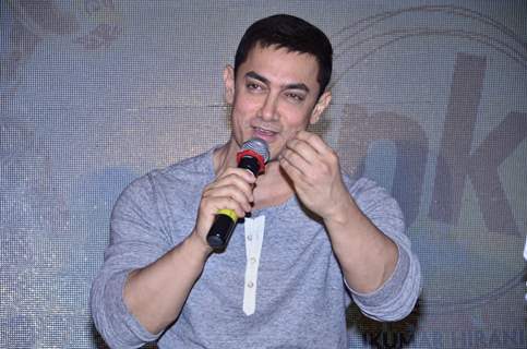 Aamir Khan addresses the audience at the Second Poster Launch of P.K.