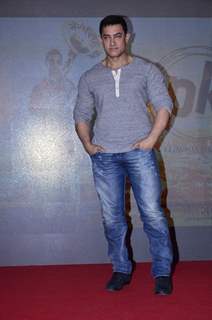 Aamir Khan poses for the media at the Second Poster Launch of P.K.