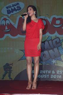 Sophie Choudry addresses the gathering at Wilson College's Annual Festival, 'Adorea'