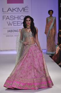 Nargis Fakhri walks the ramp for Anushree Reddy at the Lakme Fashion Week Winter/ Festive 2014 Day 5