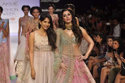 Nargis Fakhri with Anushree Reddy at the Lakme Fashion Week Winter/ Festive 2014 Day 5