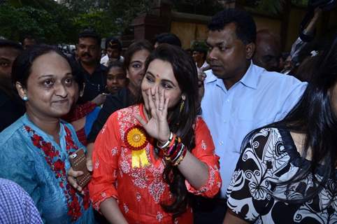 Rani Mukherjee waves to her fans at the Self Defence Workshop