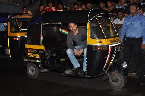 Emraan Hashmi was snapped sitting in the Auto Rickshaw at the Special Screening of Raja Natwarlal