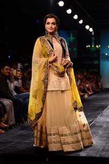 Dia Mirza walks the ramp for Vikram Phadnis at the Lakme Fashion Week Winter/ Festive 2014 Day 6