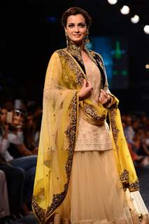 Dia Mirza walks the ramp for Vikram Phadnis at the Lakme Fashion Week Winter/ Festive 2014 Day 6