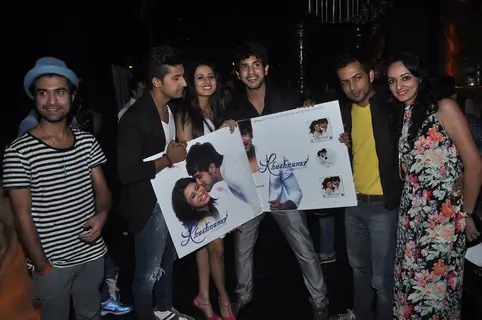 Ravi Dubey, Sargun Mehta and Suyyash Rai pose with the poster of Khushnuma