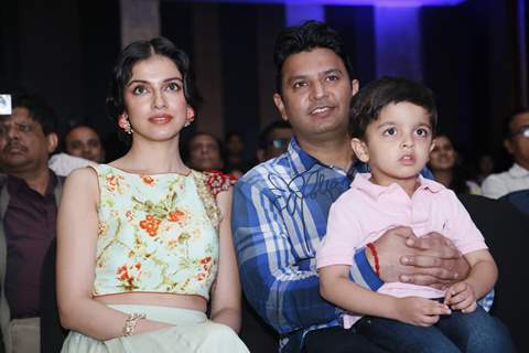 Bhushan Kumar and Divya Khosla with their son at the Launch of Desi Kalakaar