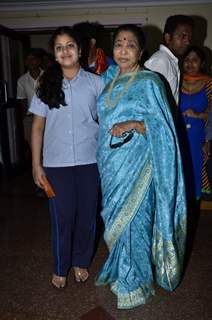 Asha Bhosle poses with granddaughter Zanai at the Album Launch Of 'Bappa Moriya'