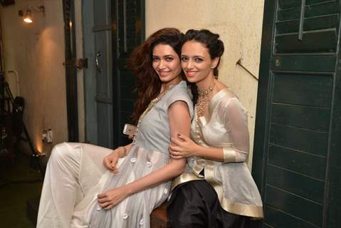 Roshni Chopra poses with Karishma Tanna at the Launch of her Fashion Label