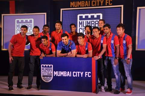 Ranbir Kapoor with his Soccer Team at the Logo Launch
