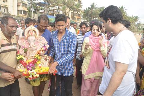 Ameesha Patel was snapped at the Visarjan of Lord Ganesha