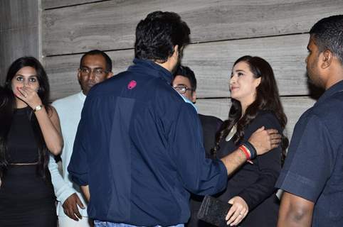 Abhishek Bachchan was snapped talking with Simone Singh at the Bash for Pro Kabbadi League