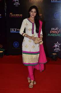 Deepika Singh poses for the media at the Grand Finale of Pro Kabbadi League