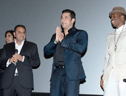 Salman Khan greets the audience at the Premiere of Dr. Cabbie in Canada