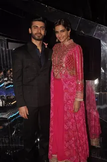 Sonam Kapoor and Fawad Khan pose for the media at the Promotion of Khoobsurat