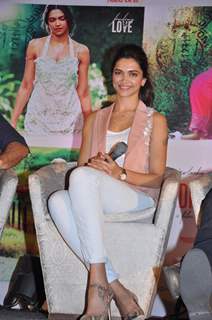 Deepika Padukone gives a sweet smile for the camera at the Press Meet of Finding Fanny in Hyderabad