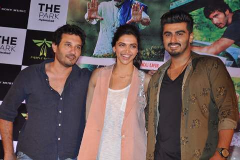 Homi Adajania, Arjun Kapoor and Deepika Padukone at the Press Meet of Finding Fanny