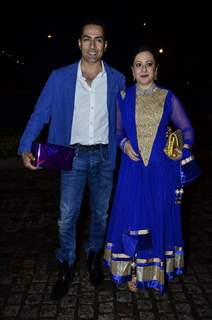 Sudhanshu Pandey with his wife at Nikitan Dheer and Kratika Sengar's Wedding Reception