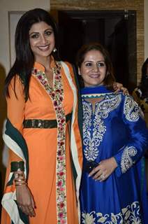 Shilpa Shetty poses with a guest at the Promotion of Iosis Medi Spa