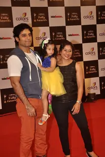 Shakti Anand and Sai Deodhar with their daughter at the Indian Telly Awards