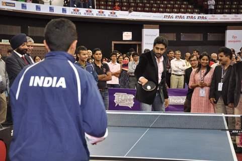 Abhishek Bachchan playing Table Tennis at Asian Junior TT Championship