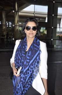 Asin Thottumkal poses for the media at Airport