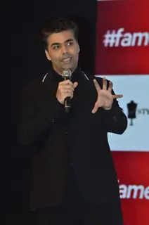Karan Johar addressing the audience at the Launch of 'Fame Fashion Network'