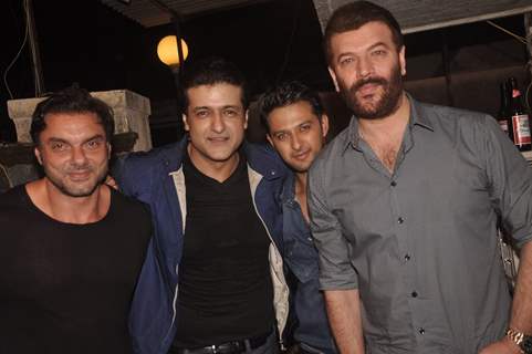 Celebs pose for the media at Rajkumar Kohli's Birthday Bash