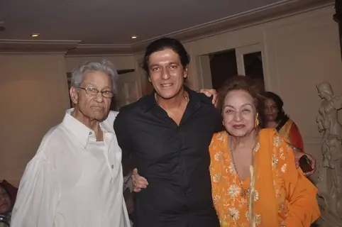 Chunky Pandey poses with Rajkumar Kohli and Nishi at the Birthday Bash