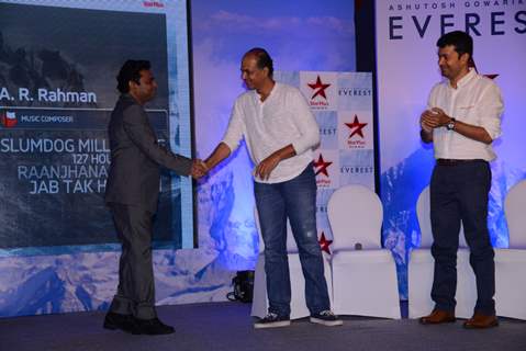 Ashutosh Gowariker, A.R. Rahman and Gaurav Banerjee at the Poster Launch of 'EVEREST'