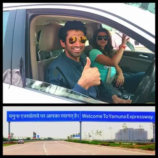 Aditya and Parineeti at Yamuna Express Highway during Daawat-e-Ishq Food Yatra