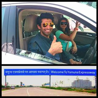 Aditya and Parineeti at Yamuna Express Highway during Daawat-e-Ishq Food Yatra